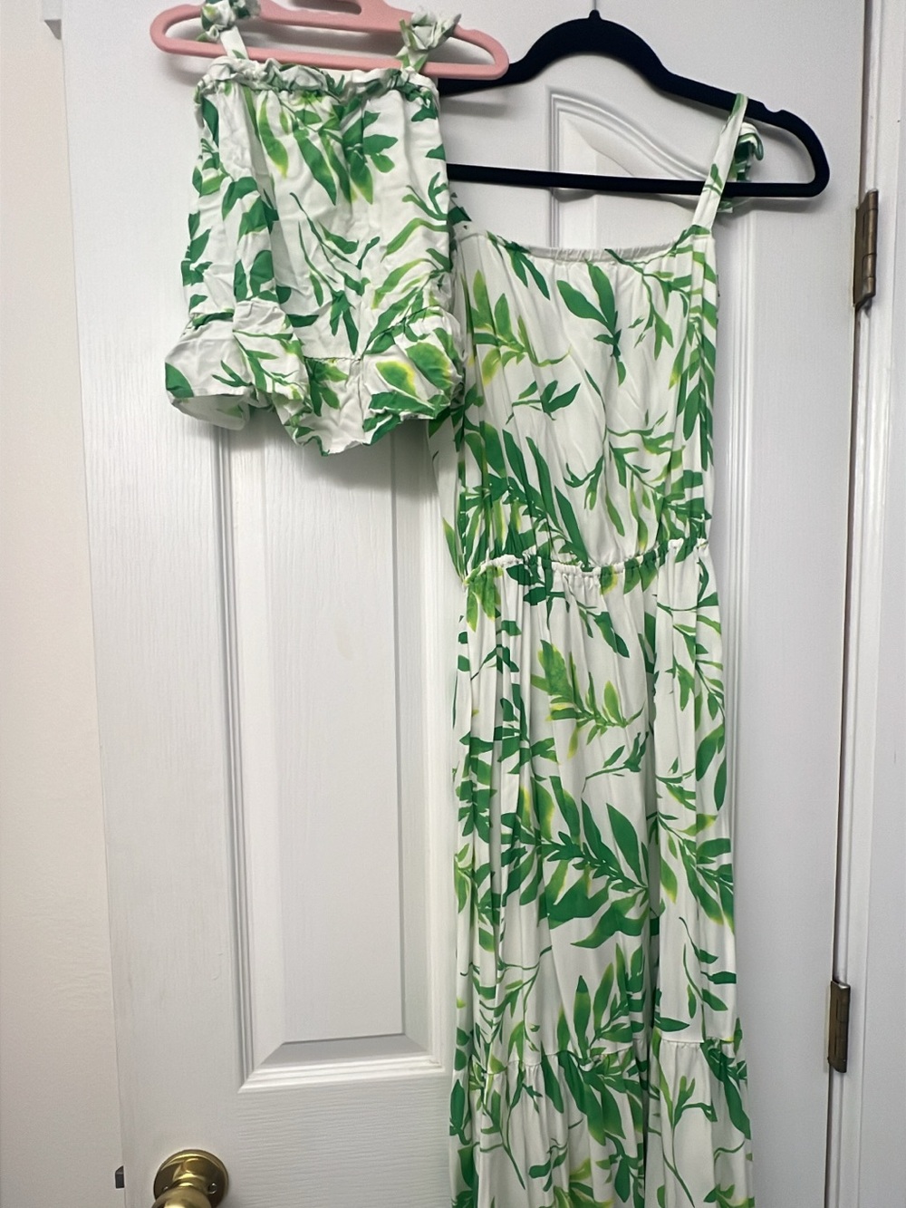 Mommy and me Green Leaf Print One-Piece Dress - Sleeveless